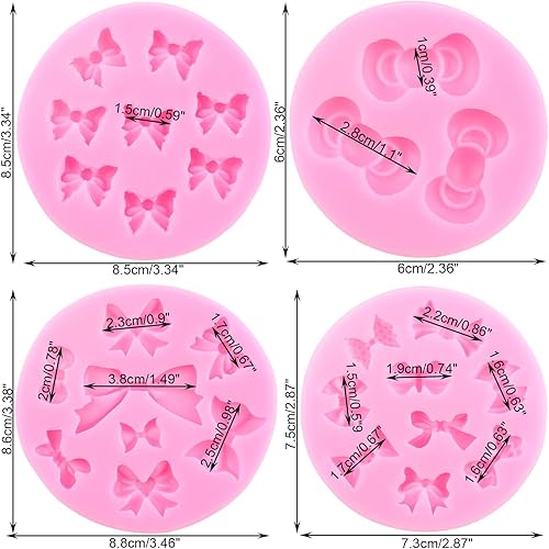 Miniatura 4 de Mujiang Moldes de silicona con moños para fondant, moldes de caramelo de chocolate, moldes de silicona para decoración de pasteles, decoración de