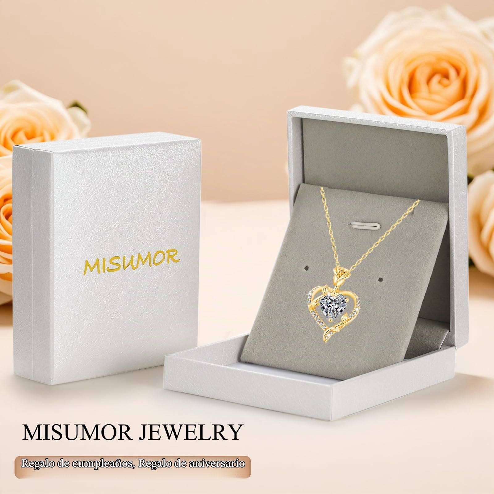 Collar Mujer con Rosa Colgante Plata de Ley 925 Joyas Mujer Regalos Mama