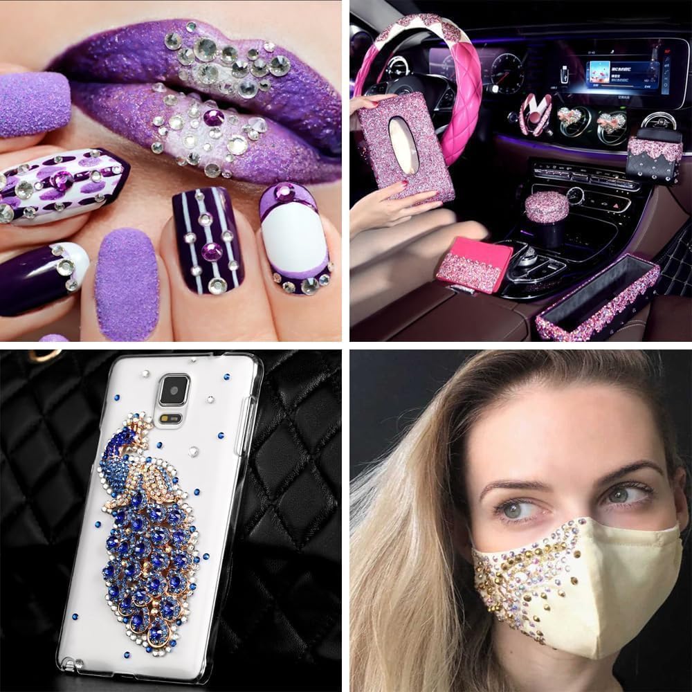 42 Couleurs Strass Ongle Nail Art, BetterJonny 3mm Strass Ongle Cristal Nail Art Diamants en Cristal à Dos Plat Strass pour Ongles Strasss pour Art d’Ongles (B)