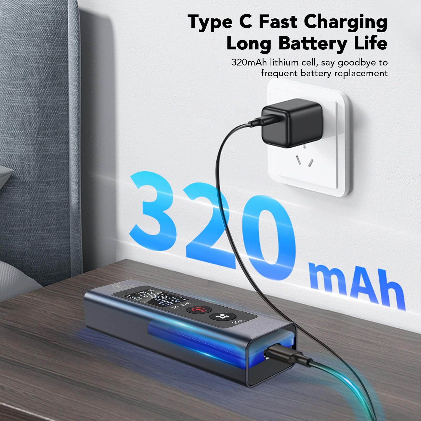 50 M Entfernungsmessgerät, Vielseitige Messung, Breite Reichweite, Elektronischer Winkelsensor, Große Datenspeicherung, Lange Akkulaufzeit, ABS -Material, Zuhause, BAU,