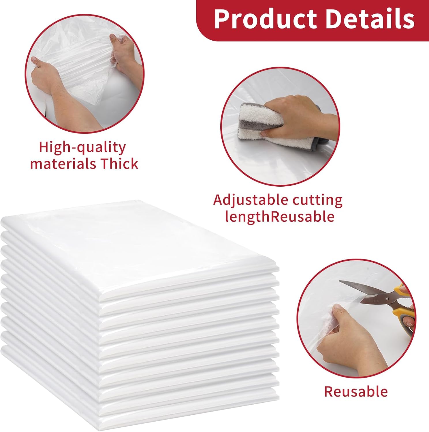 Plus tard 39.4 x 47.2 Inch Heavy-Duty Plastic Engine Storage Bag 10 Pcs, Plastic Extra Thick Engine Dust Cover for Engine Packaging and Storage