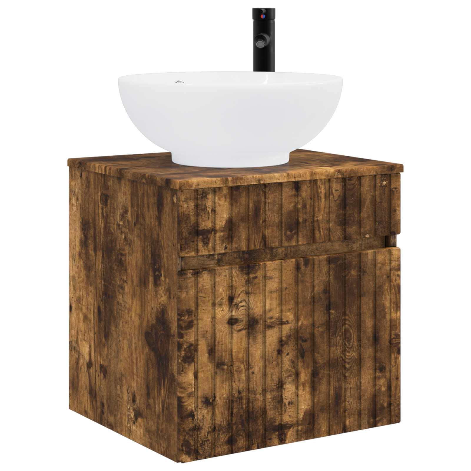 Vidaxl Smokedoak Wall-Mounted Sink Vanity Smoked Oak 49 X 44.5 X 66.5 Cm,