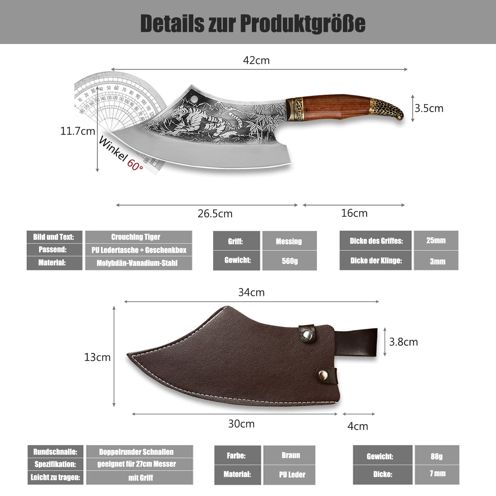 Coltelli da disosso Coltello da Cuoco Boning Piccolo Cuoco Professionale Cucina Cinese Chef Coltello Coltello Cleaver Clitter Verdure Cutter Strumenti di Cottura, 10,6 Pollici