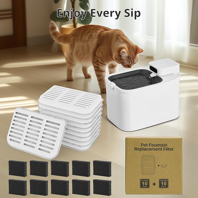 Filtro de repuesto para fuente de agua E VERSWEET MAX 3L - 10 unidades + 10 esponjas miniatura 4