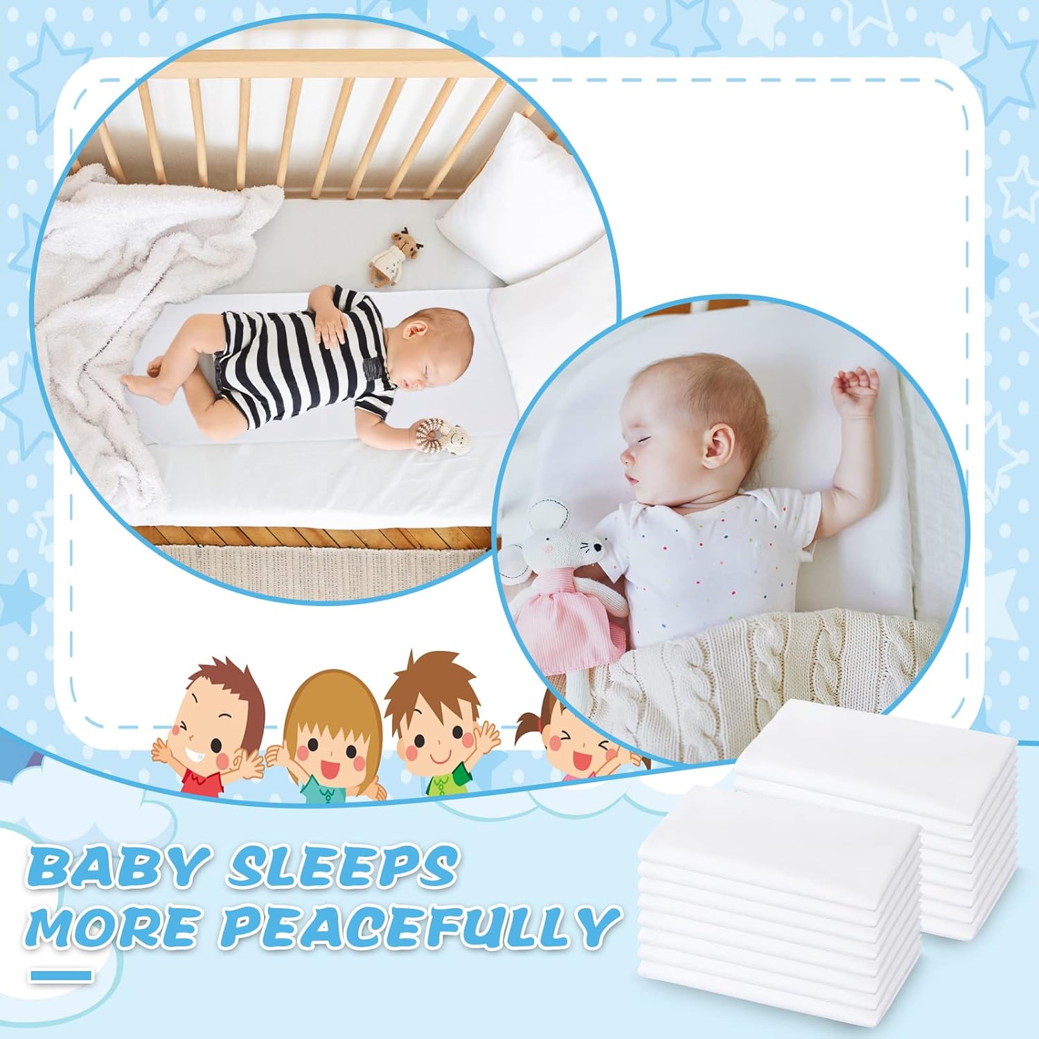 Newwiee 16 Pcs Standard Size Daycare Cot Sheet Bulk 20" x 48" White Breathable Microfiber Nap time Sheet Cot Bed Fitted Sheet Cover for Preschool Kid Child Children Toddler Boy Girl Back to School