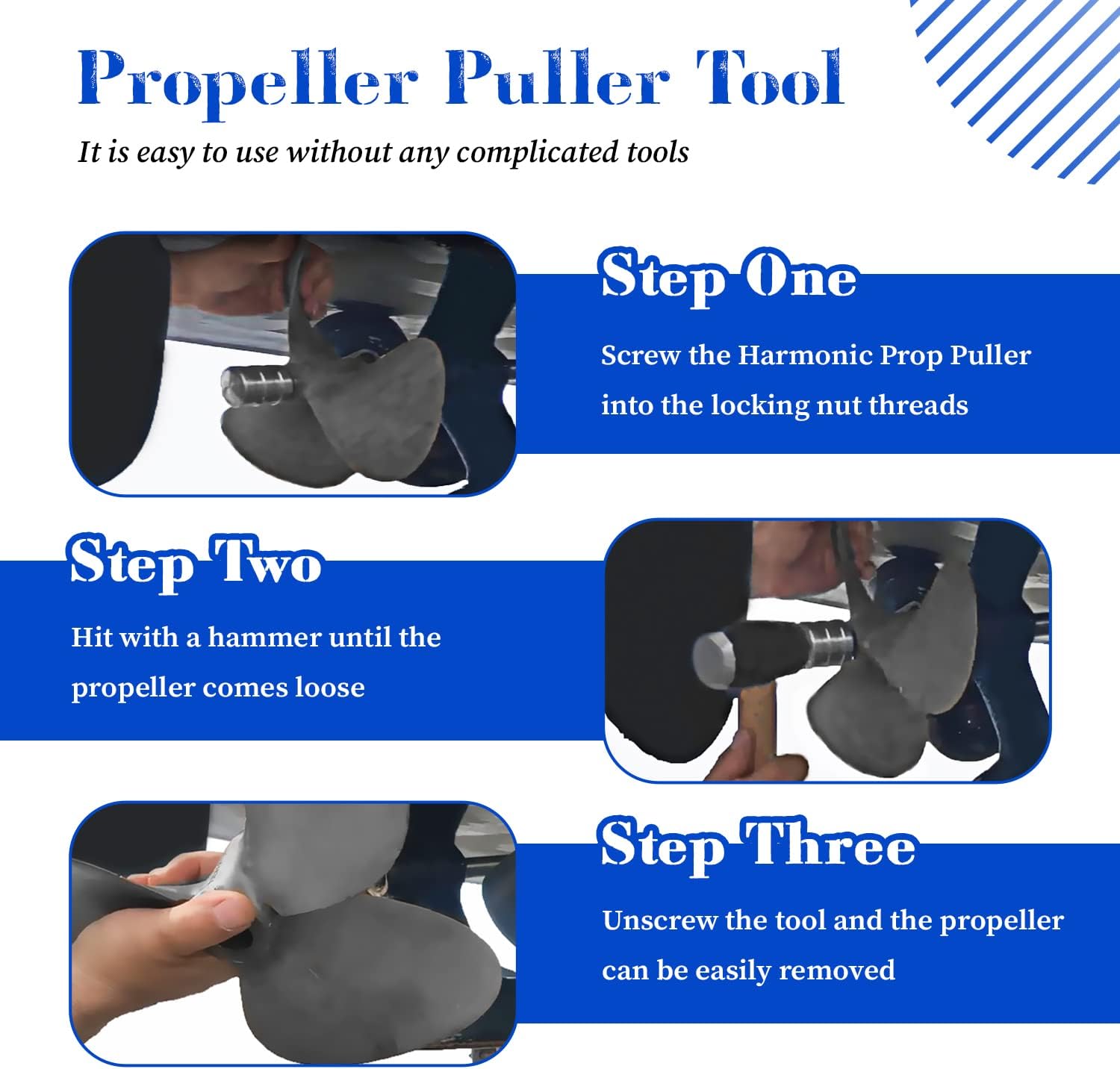 Prop Puller Tool for Inboard Boats, Compatible with 1" & 1 1/8" Propeller Shafts, Efficient Propeller Removal, Time-Saving & Cost-Effective Maintenance