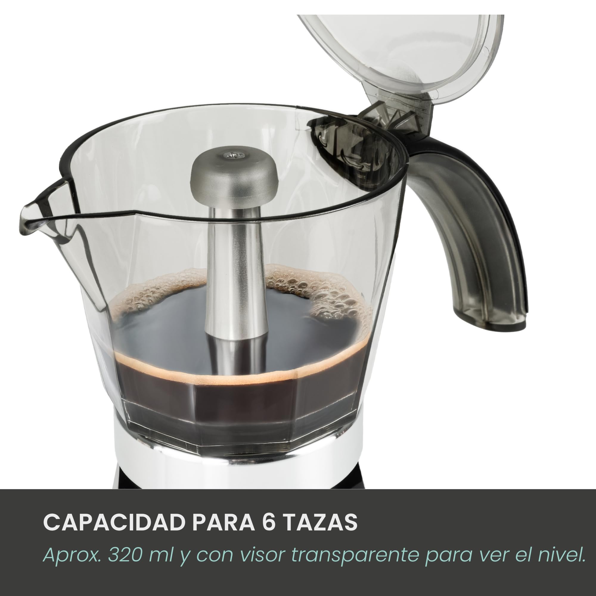 Jocca Commodore - Cafetière Italienne Electrique en Inox | 6 Tasses | Noir