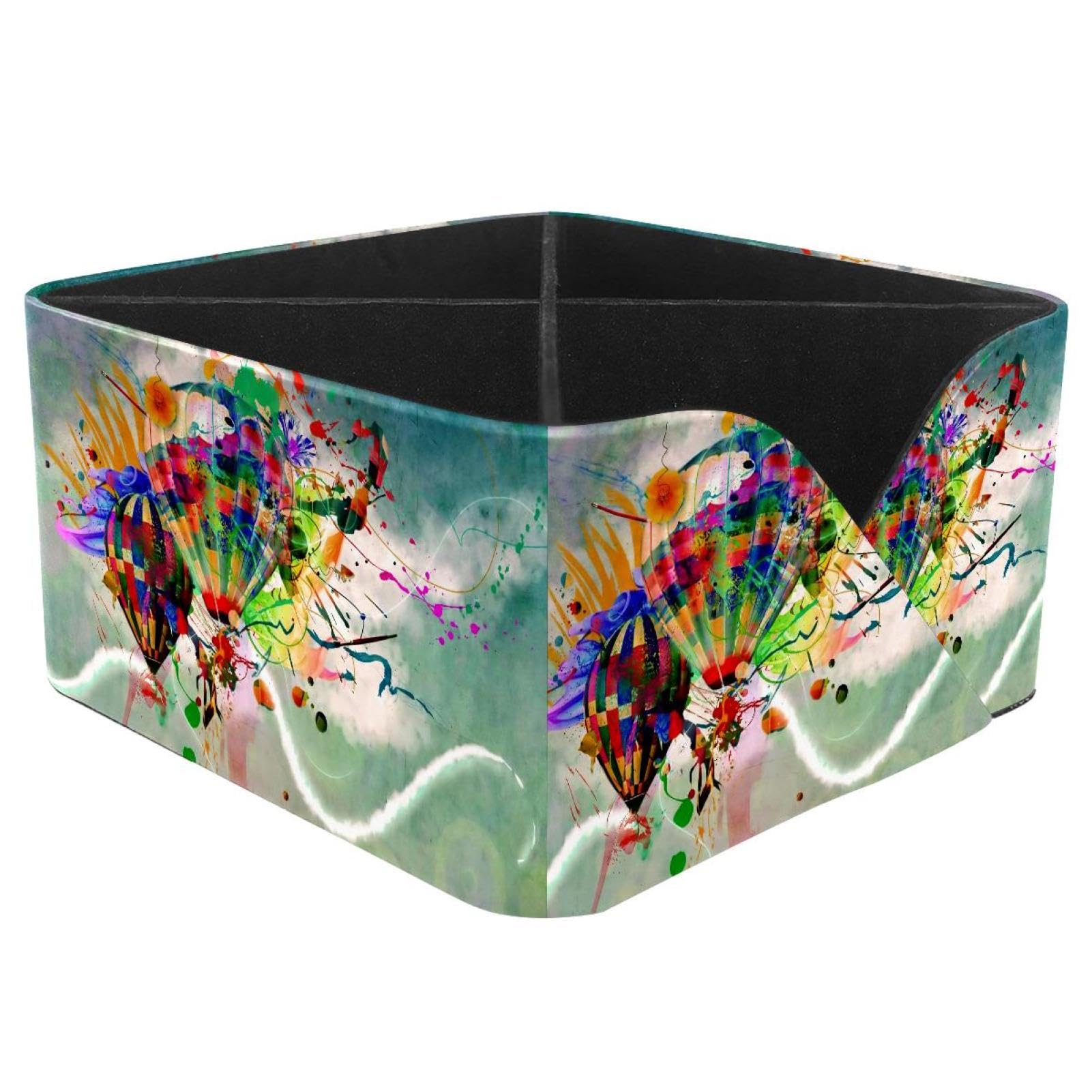KengjuTesu Hot Air Balloons Desktop Organizer Pen Holder, Rectangular Pencil Cup for Office, Study and Makeup Stations