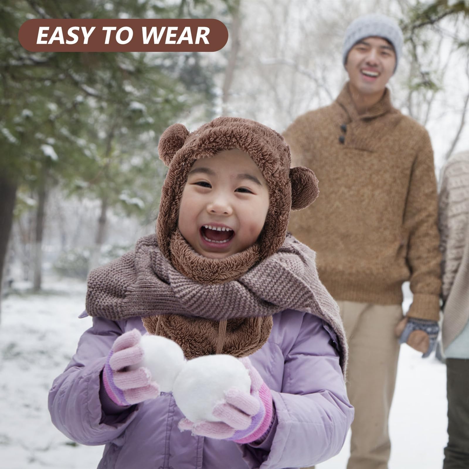 Toddmomy 5 Piezas Gorro para Niñas con Orejas, Abrigo Infantil Café