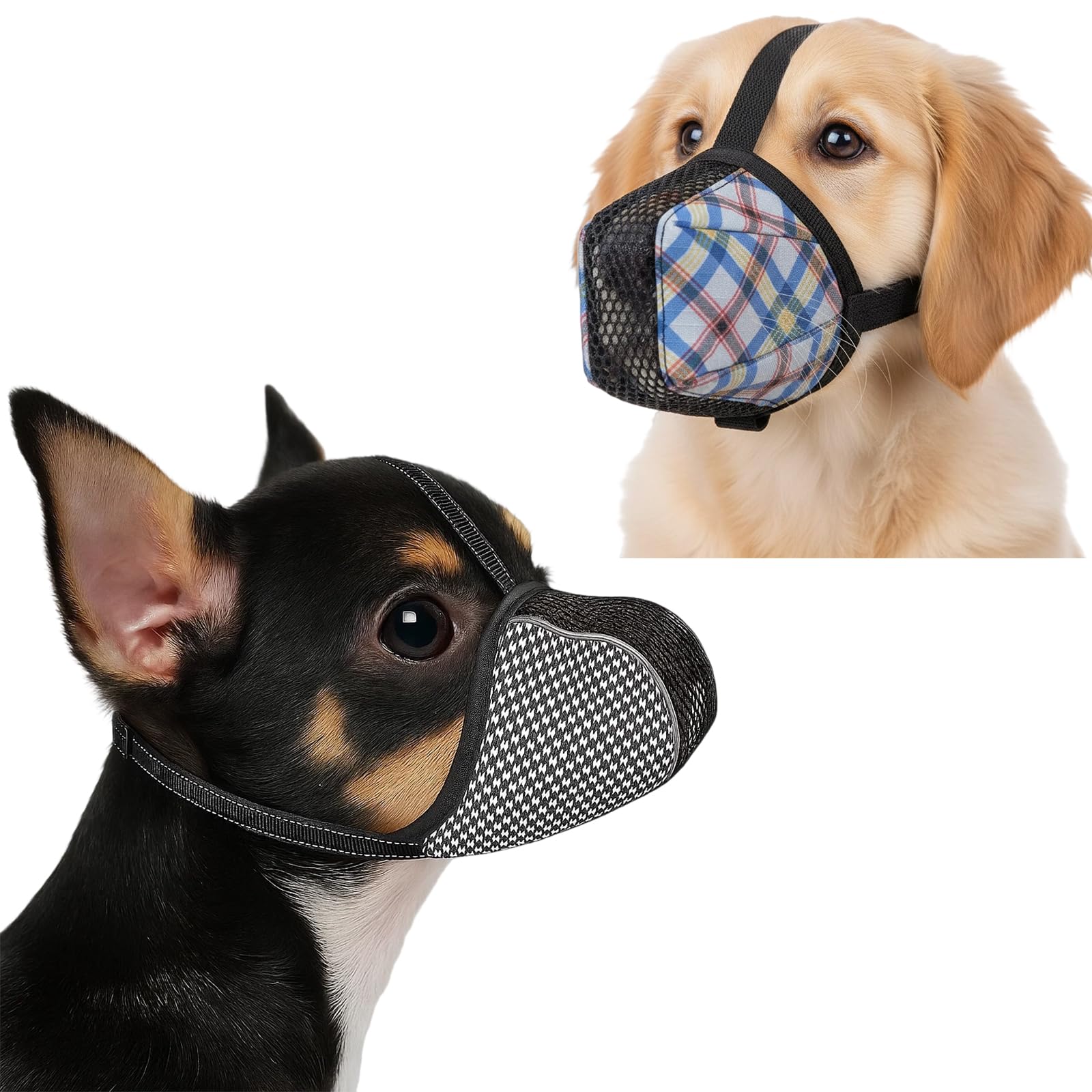 2 Pack Soft Dog Muzzle for Small Dogs - Breathable Adjustable Pet Muzzle for Chihuahua, Frenchie, Walking Training & Grooming