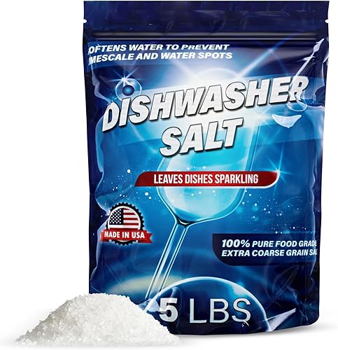 Miniatura 7 de IMPRESA Sal para lavavajillas y suavizante de agua, 80 onzas, 100% pura, evita residuos de agua dura y cal, compatible con modelos Miele, Bosch y