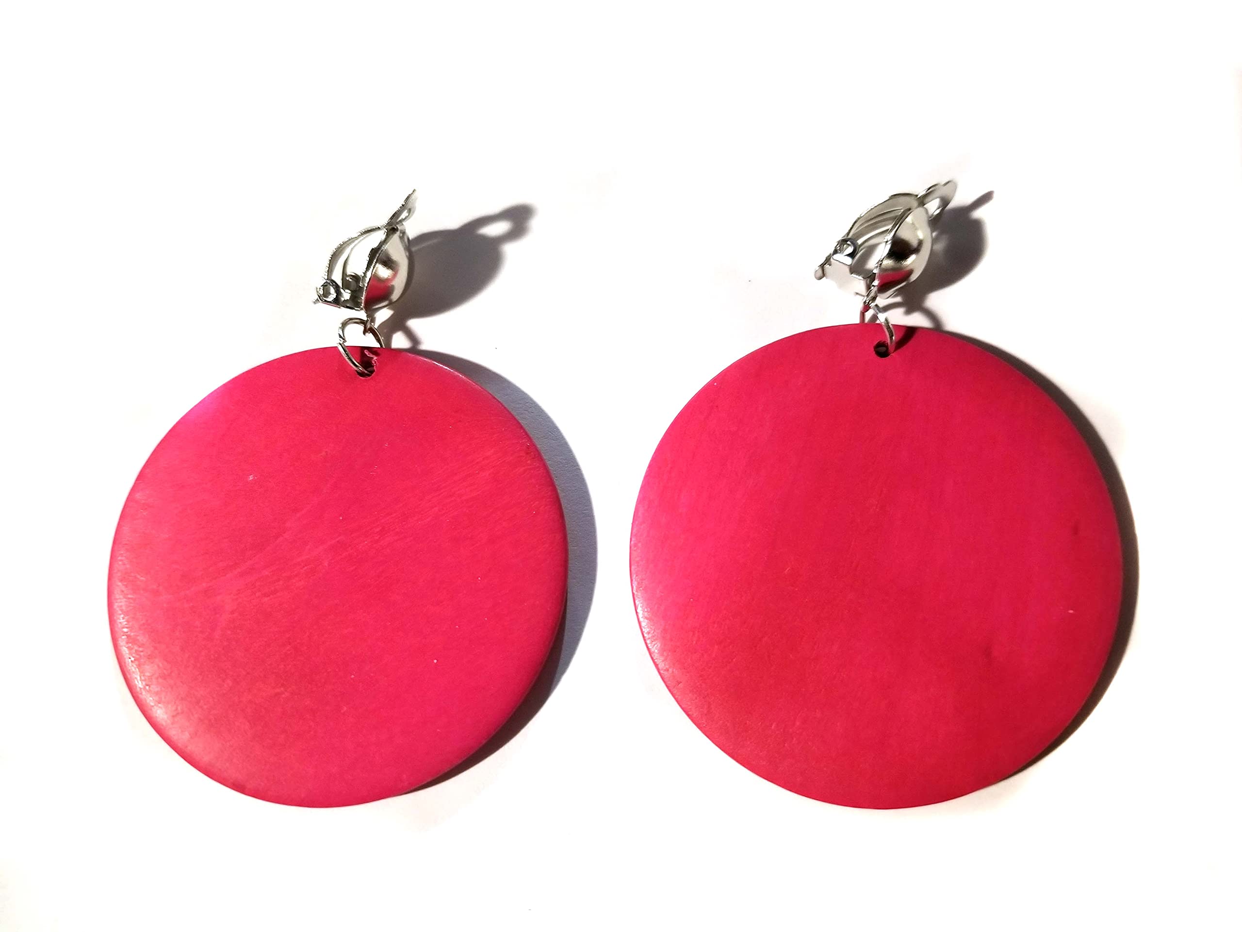 Clip-on Earrings Bohemian Wood Earrings Assorted Colors Circle Earrings