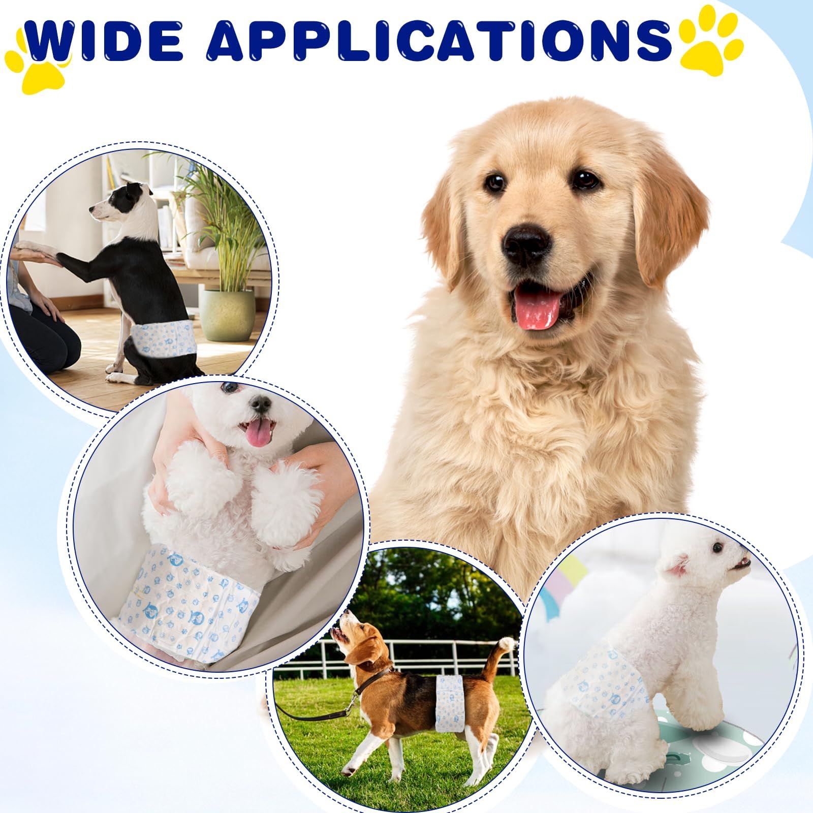XPCARE 50 pañales desechables para perros machos, envolturas para perros machos, ajuste súper absorbente a prueba de fugas (pequeño)