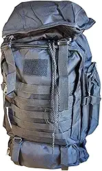 Mochila Lona Reforçada 70 Litros Mala Trilha Bagagem Caminhada Viagem Cargueira Pesca Tatica Camping Moto preta