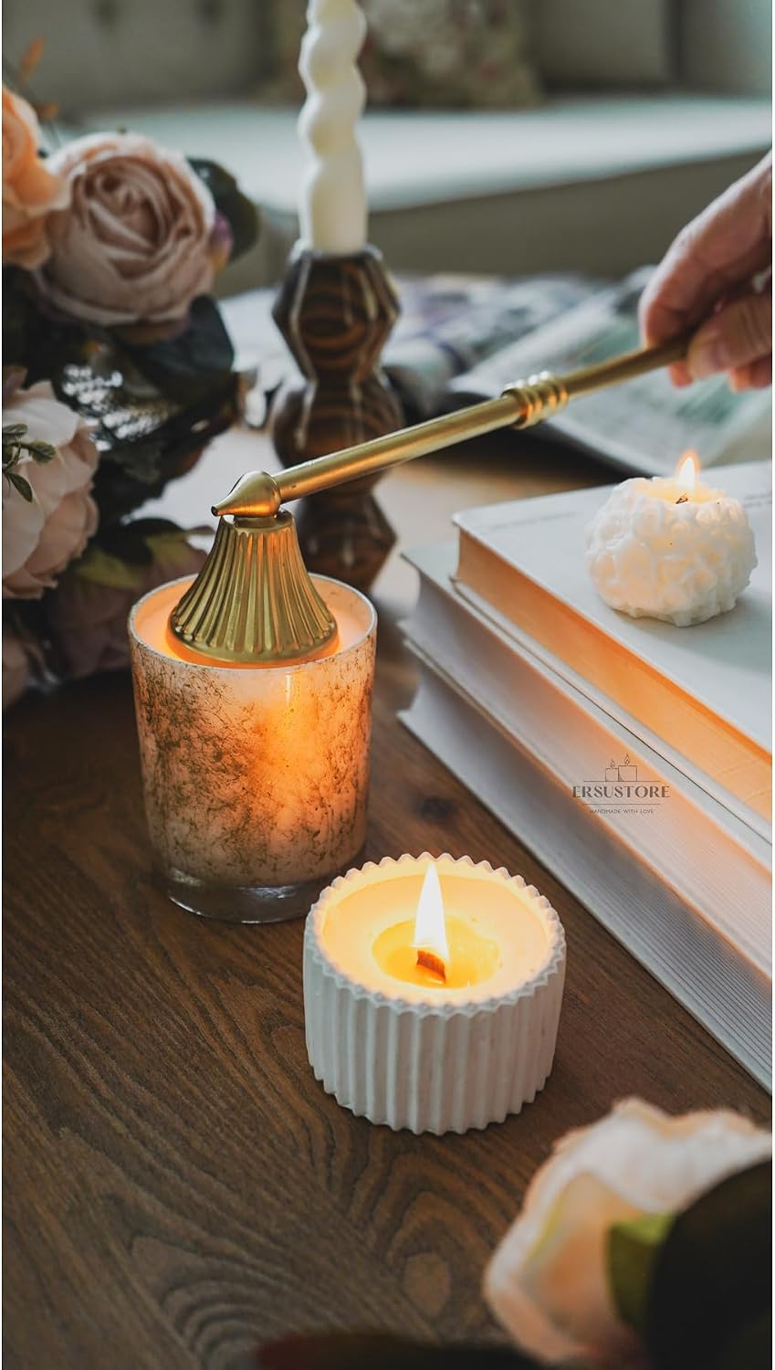 SODEF Candle Snuffer Tool 24cm Decorative Gold Handle Handmade for Home Decor Gifts - Gold