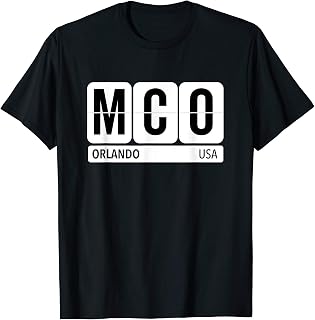 MCO Orlando Florida USA Travel Souvenir Black Text T-Shirt