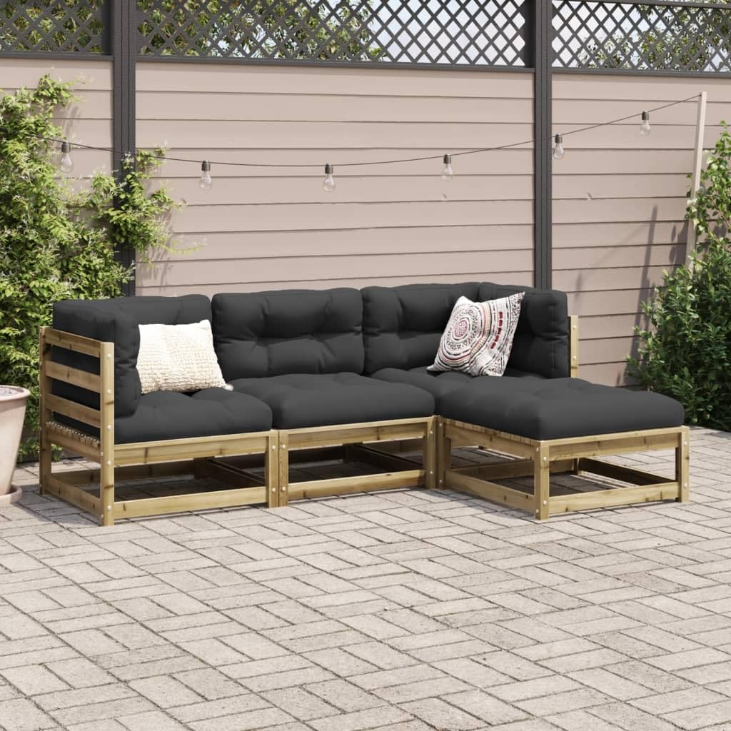 LAPOOH Set di divani da giardino 4 pezzi in legno di pino impregnato, set da giardino esterno, mobili da giardino, mobili da giardino, set di mobili da giardino - 3299380