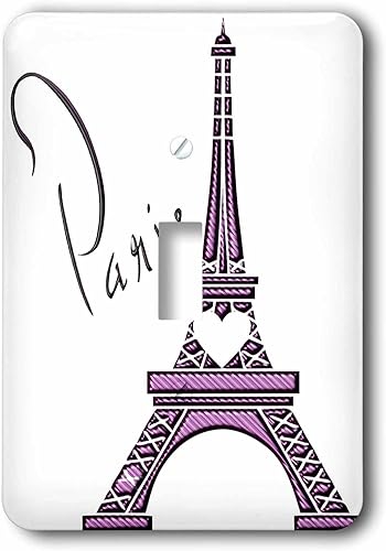 3dRose lsp_211115_Torre Eiffel unidimensional con efecto gel morado de 1 pulgada con interruptor de palanca individual The Word Paris, multicolor
