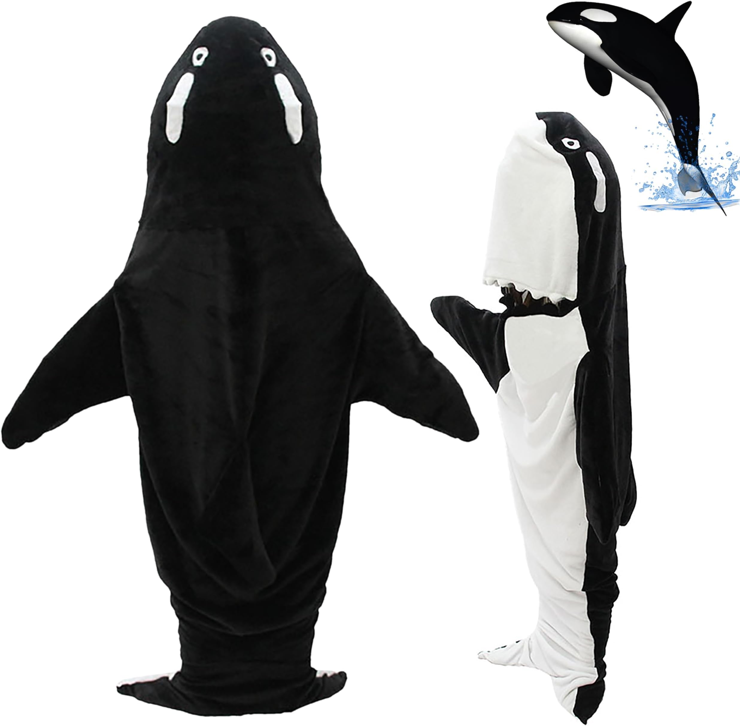 TERRIFI Wearable Whales Blanket, Wearable Shark Blanket Hoodie, Whale Blanket for Adult Kids, Super Soft Cozy Flannel Wearable Blanket Hoodie, for Girls Interesting Blanket Gifts, L