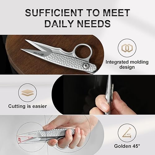 Miniatura 4 de Tijeras de sastre premium, acero inoxidable, agarre cómodo, ambidiestro, plata, precisión, 4.6 in x 1.7 in, 1 unidad