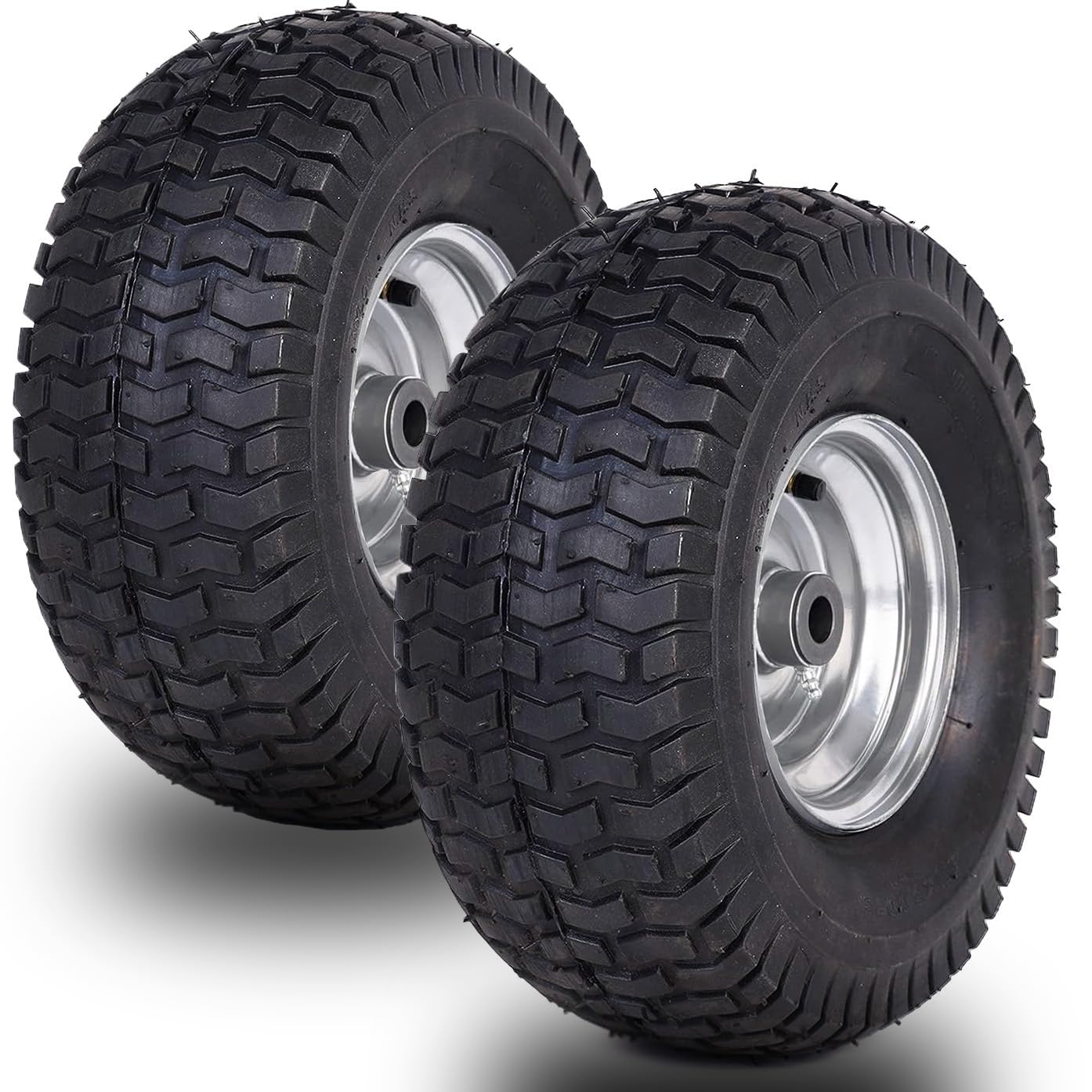 15x6.00-6 Tire and Wheel Set Lawn Mower Tire and Wheel Tractors Front Tire for the stock front wheels of John Deere Riding Mowers (Silver)(2-Pack)