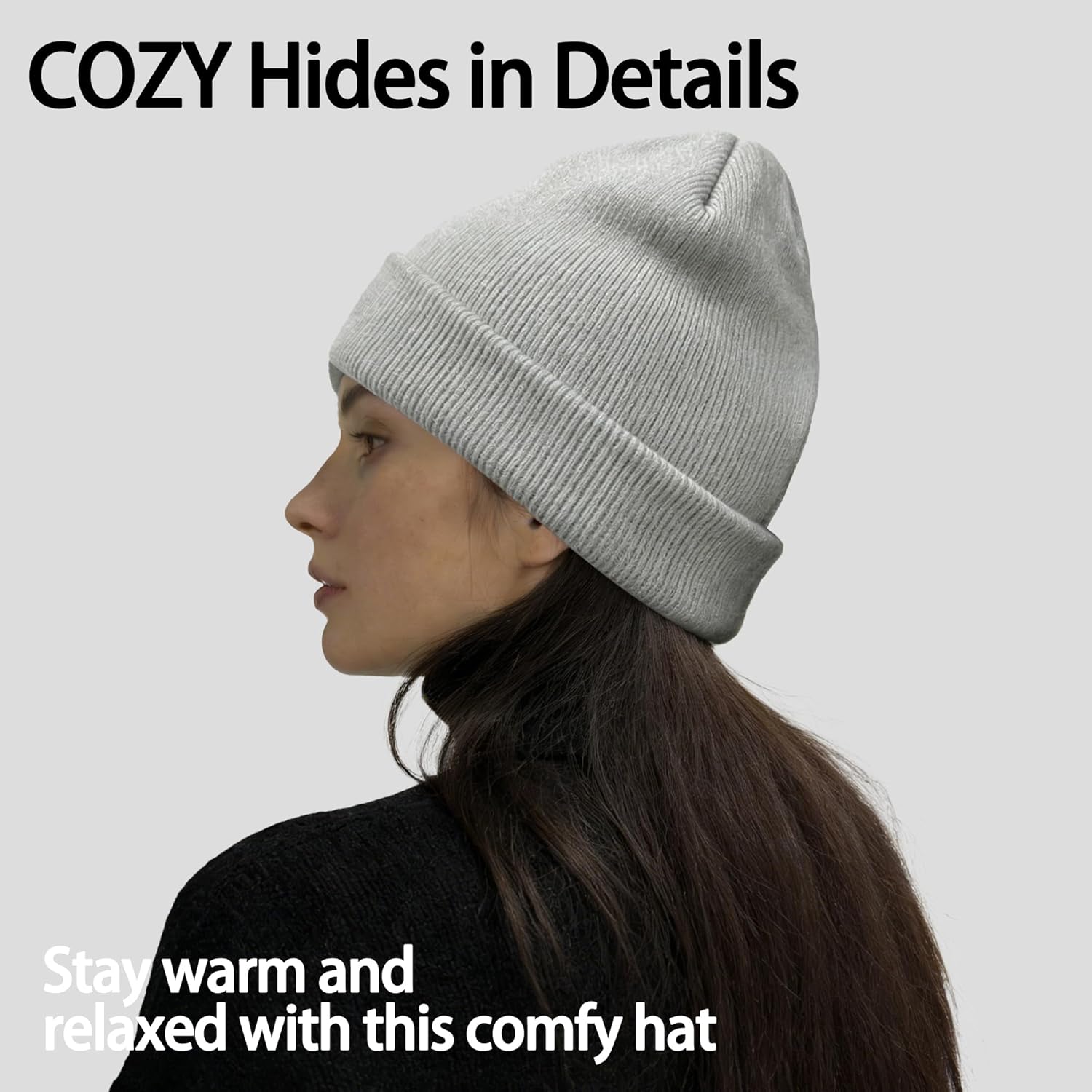 Magnetic Opening Ponytail Beanie Cap for Women Winter Knit Cuffed Hat High Ponytail & Bun Compatible Skull Cap - Image 3