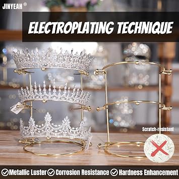 Crown Display Crown Holder Tiara Display 3 tier golden