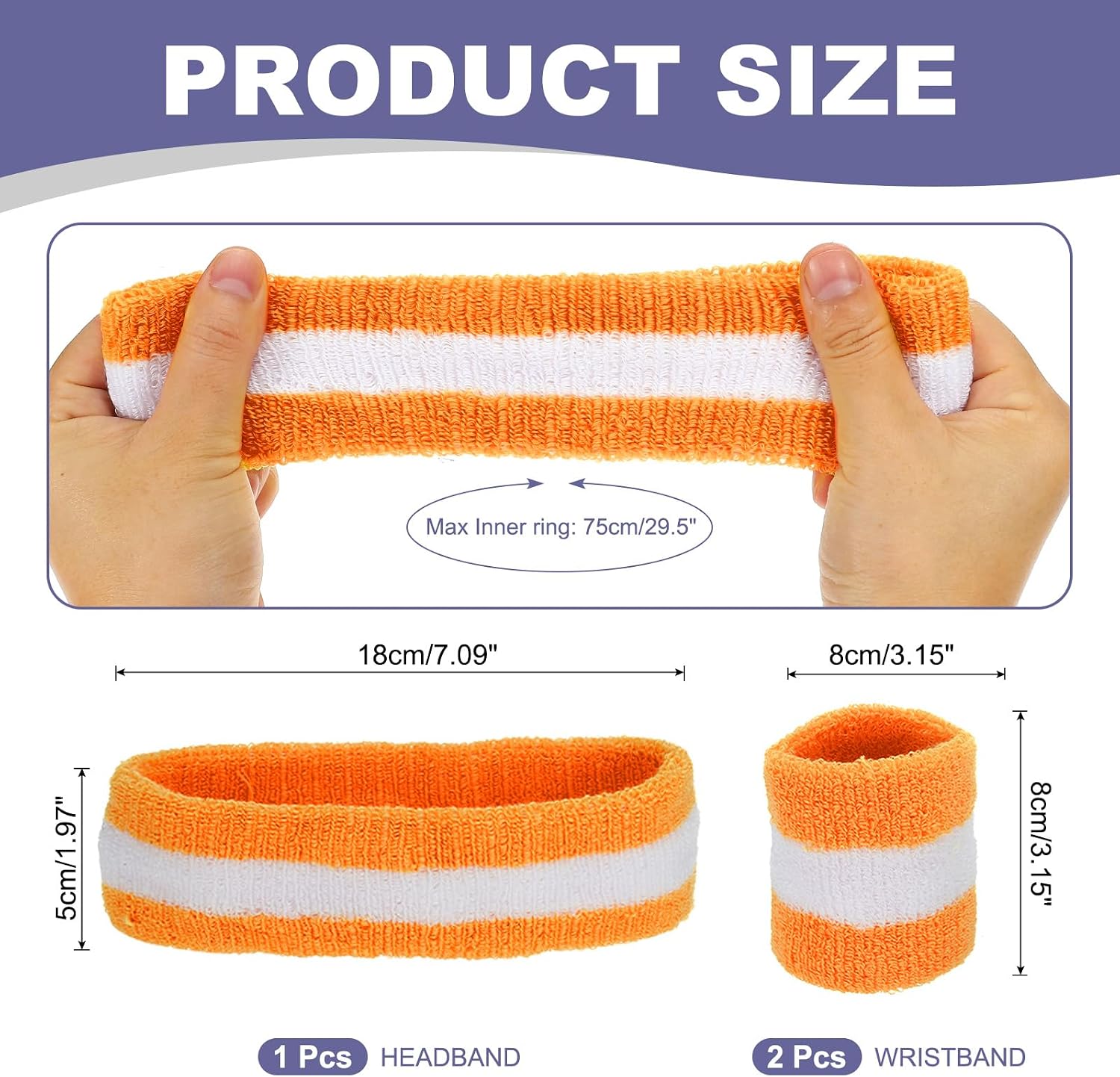 MECCANIXITY Sweat Band Set Sports Terry Cloth Headband Wristband Moisture Wicking Sweat Absorbing Head Band for Women Men Workout Exercise Basketball