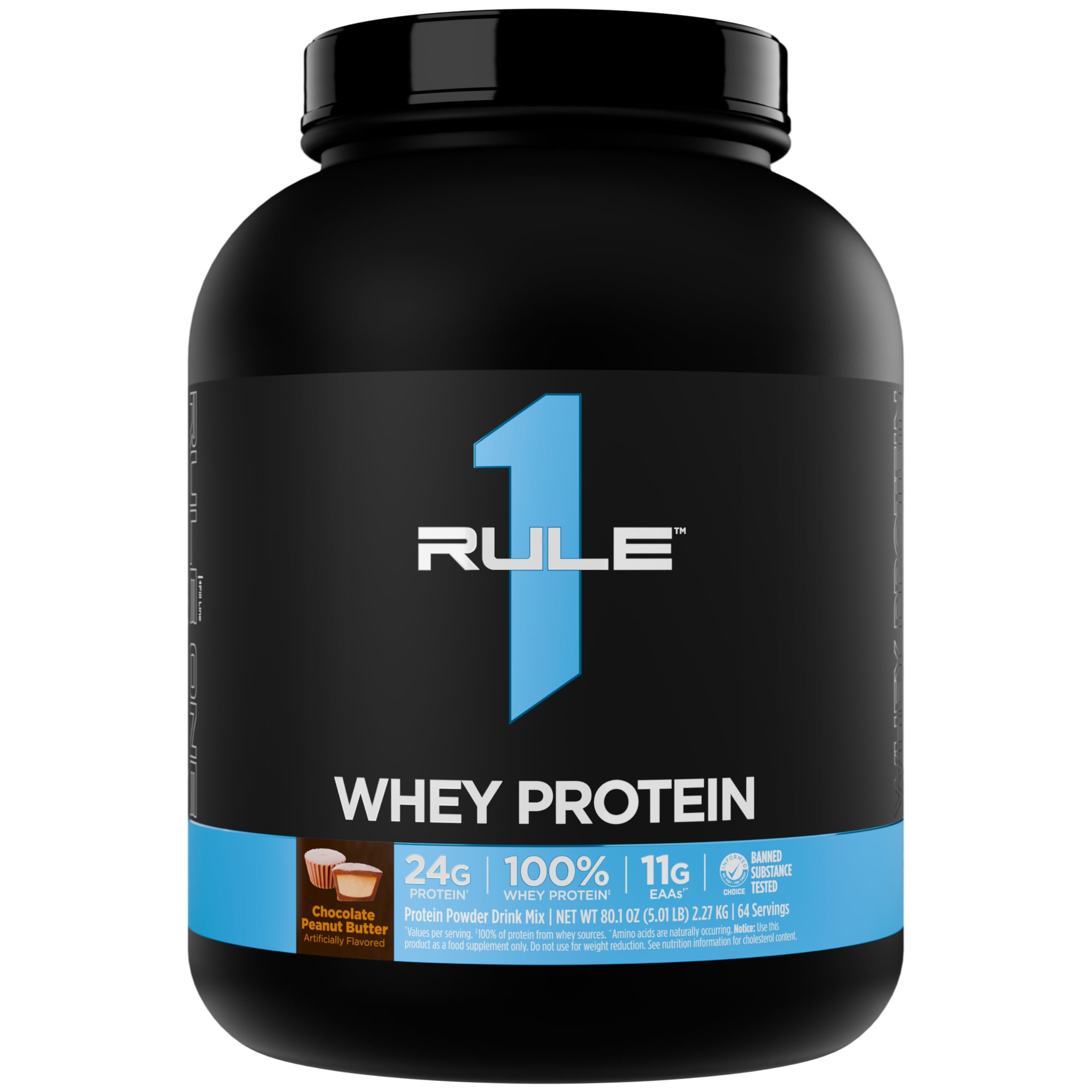 Rule 1 Whey Blend 100% Protein Powder Chocolate Peanut Butter 64 Servings 5.1 Lbs (2.27 kg) Chocolate Peanut Butter 2.27 kg*