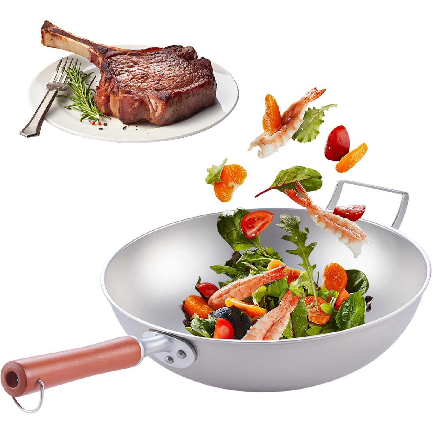 Poêle à frire antiadhésive – Poêle professionnelle résistante aux rayures, facile à nettoyer pour cuisinières à gaz, à induction et électriques, 30 cm