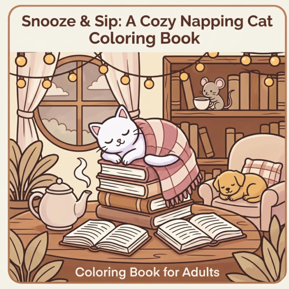 Snooze & Sip: A Cozy Napping Cat Café Coloring Book: Snooze & Sip: A Cozy Napping Cat Café Coloring Book