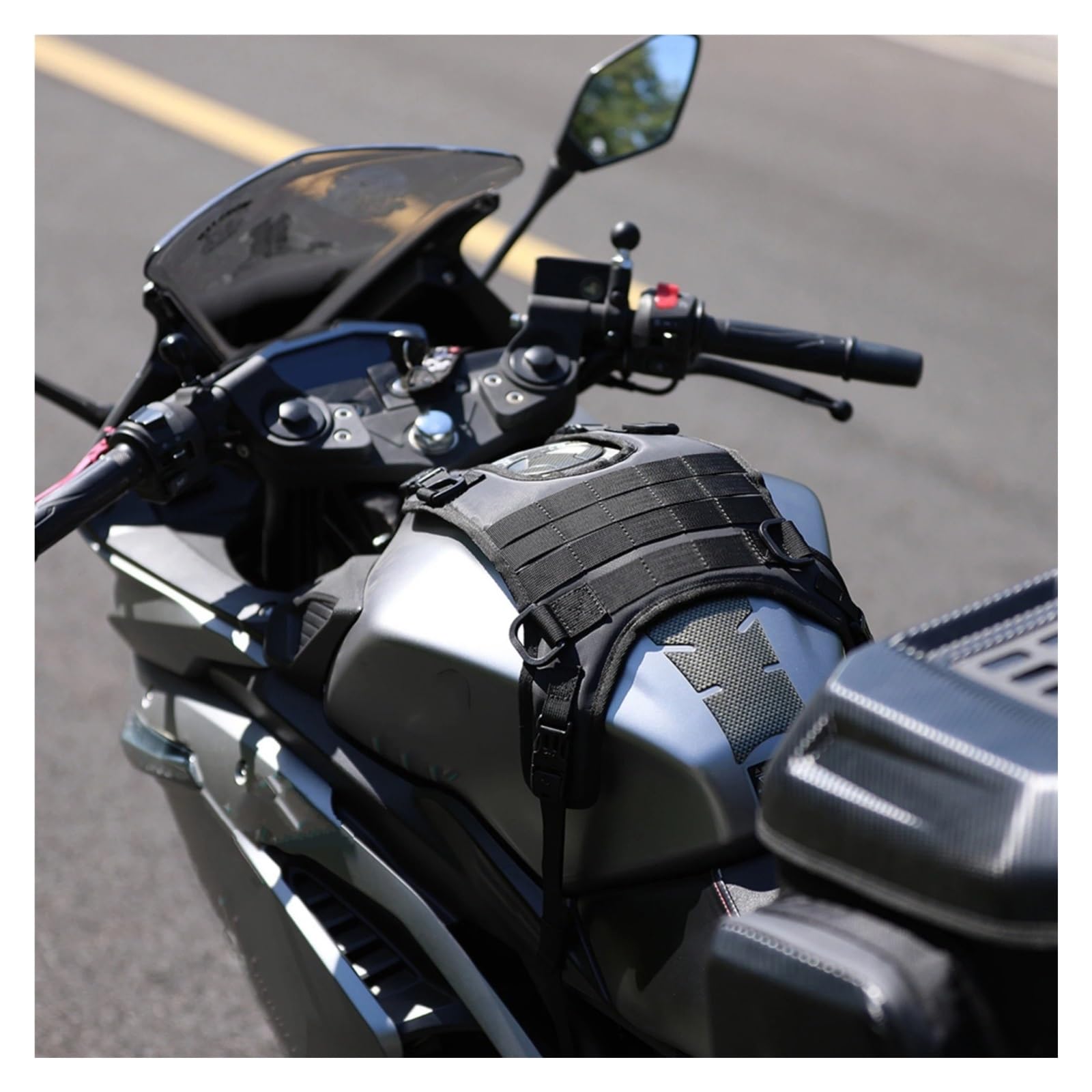 Top Case Motos Bolsa Tanque Combustible para Motocicleta Conjunto Chaleco Base Molle Portátiles Adecuados Kit Todoterreno Universal Bolsa De Moto(2 Set 1)