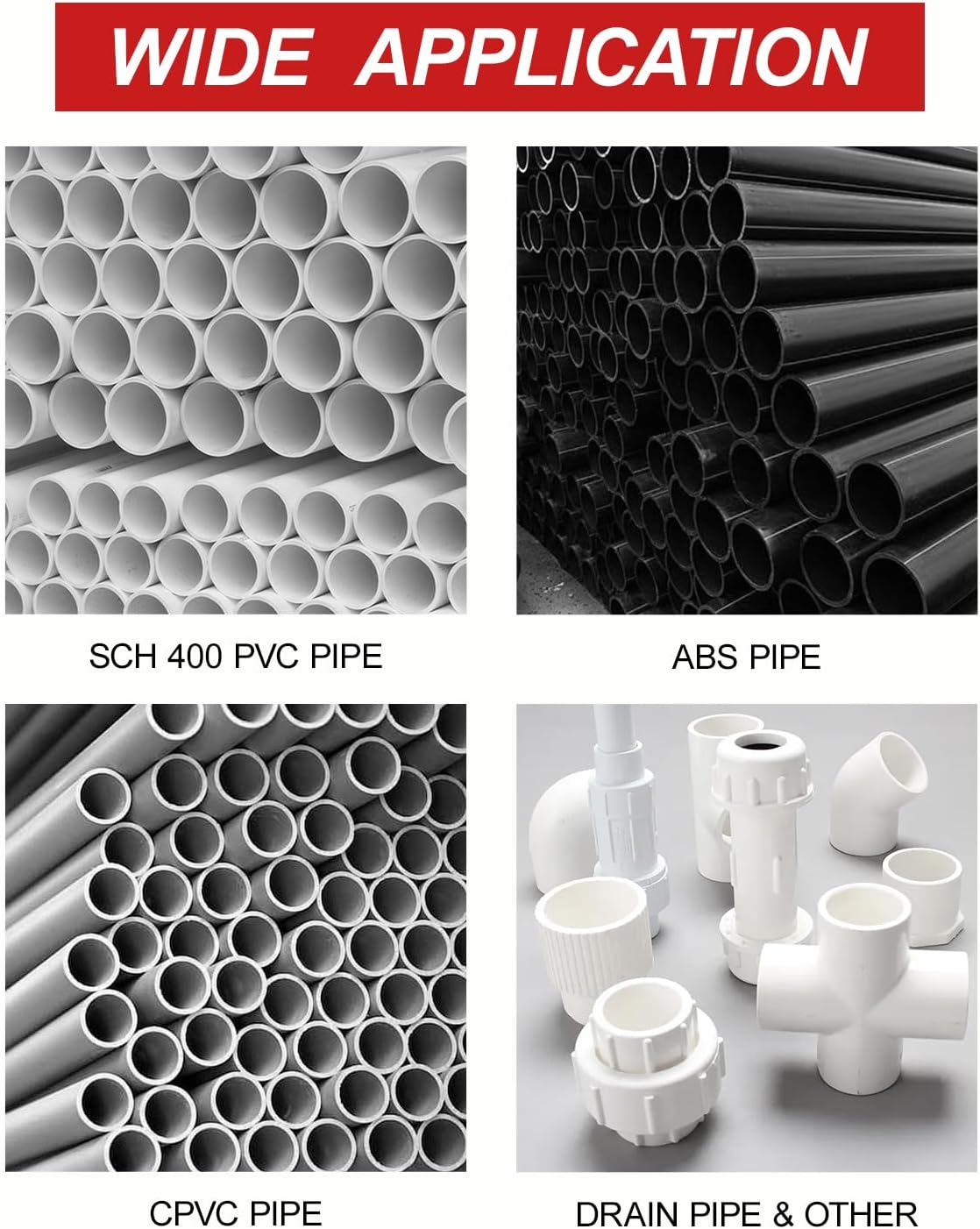 9pcs PVC Pipe Reamer Kit, PVC Fitting Saver with 1/2" Drills - 1/2",3/4",1",1-1/4",1-1/2",2",2.5",3",4” Inner Socket Fitting Saver For SCH40, CPVC, ABS.