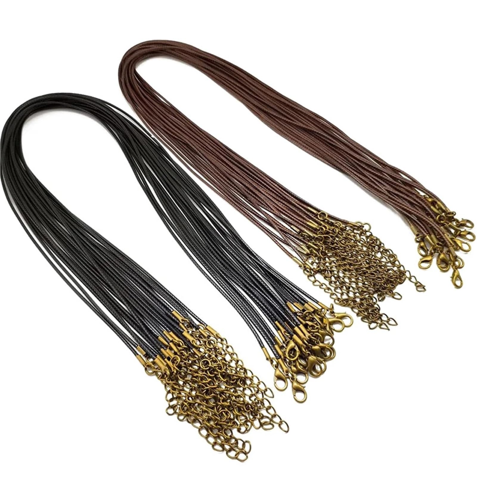 Cordino Per Collana Cordone for collana cerato con catena in bronzo | Chiusura a moschettone marrone da 20 pezzi da 45 cm for perline di gioielli fai-da-te(Black 2,2mm)