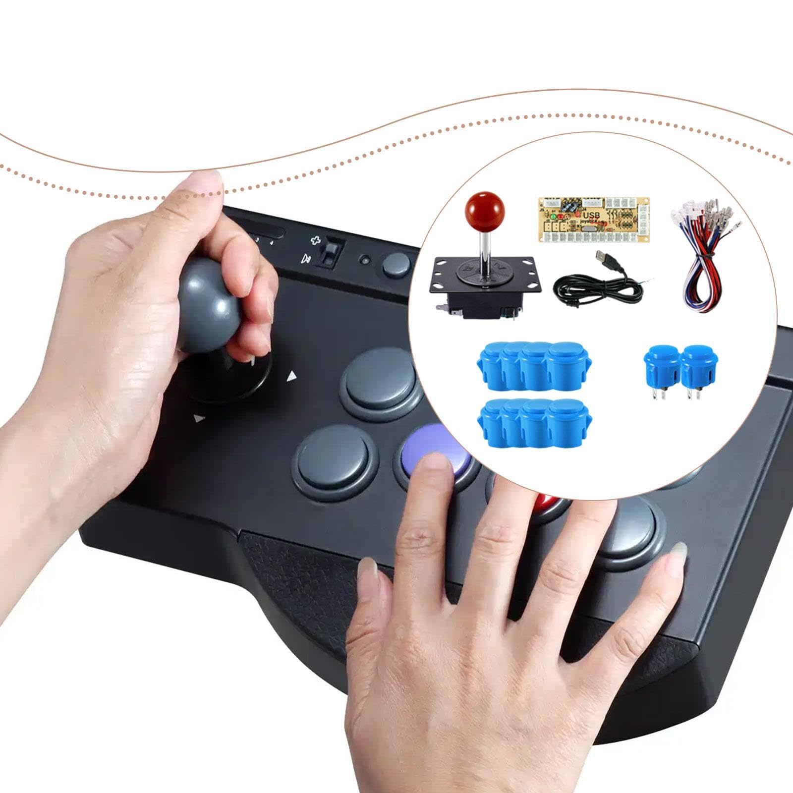 Harilla -Spiele-DIY-Kit-Teile mit aufsteckbaren Tasten, Spielzubehör, zuverlässig für PC-Spiele, Joystick, USB-Board, Blau