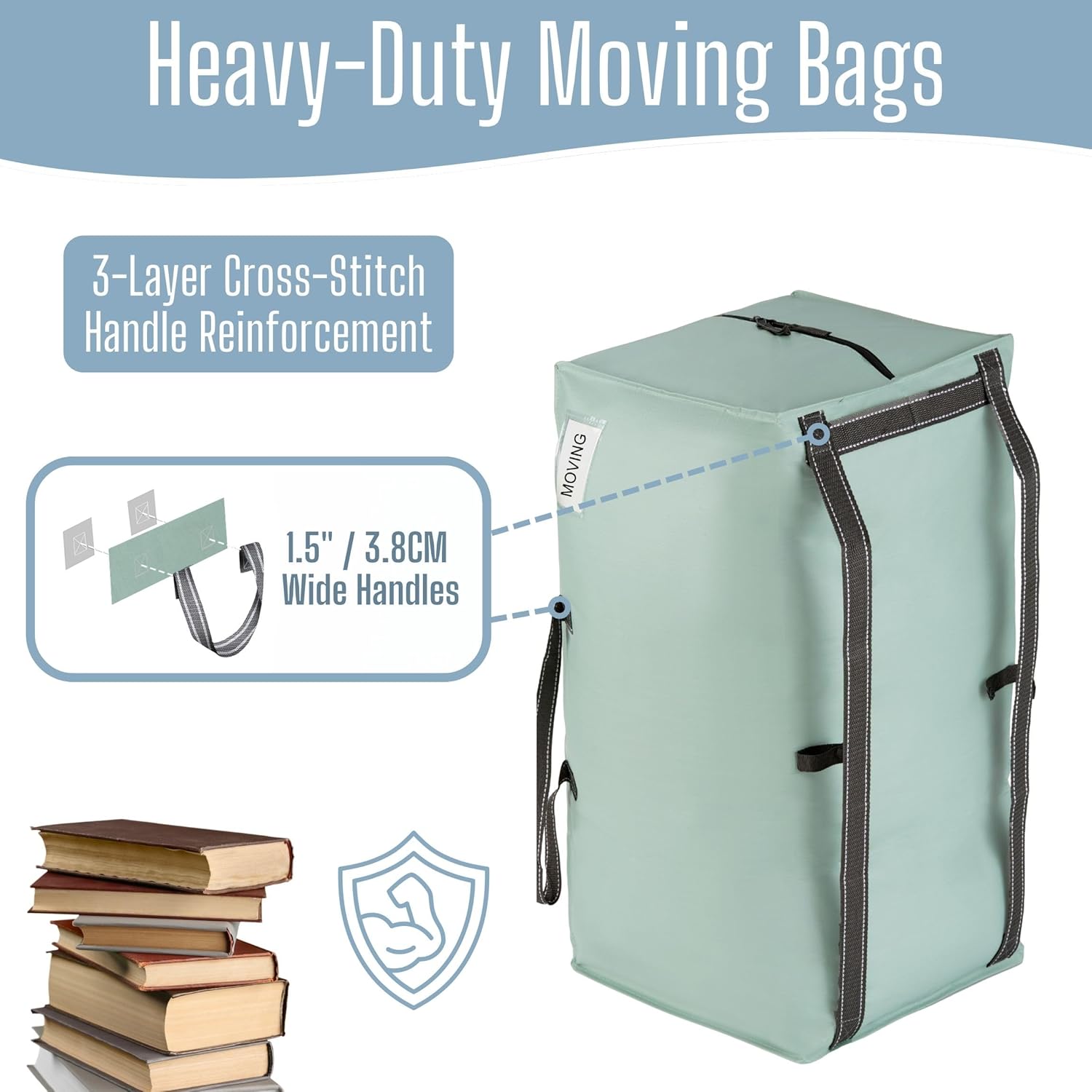 VENO 8 Pack Heavy Duty Moving Bags with Backpack Straps, Zippers & Handles, Extra Large Packing Bags for College Dorm Essentials, Moving Supplies Alternative to Cardboard Moving Boxes - Image 2