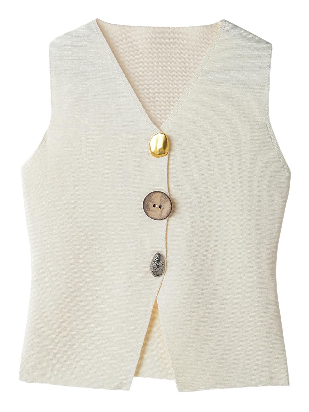 belliskey Women’s Sleeveless V-Neck Crop Top – Casual Waistcoat Regular Fit Knitted Top with Button Closure-picture-53