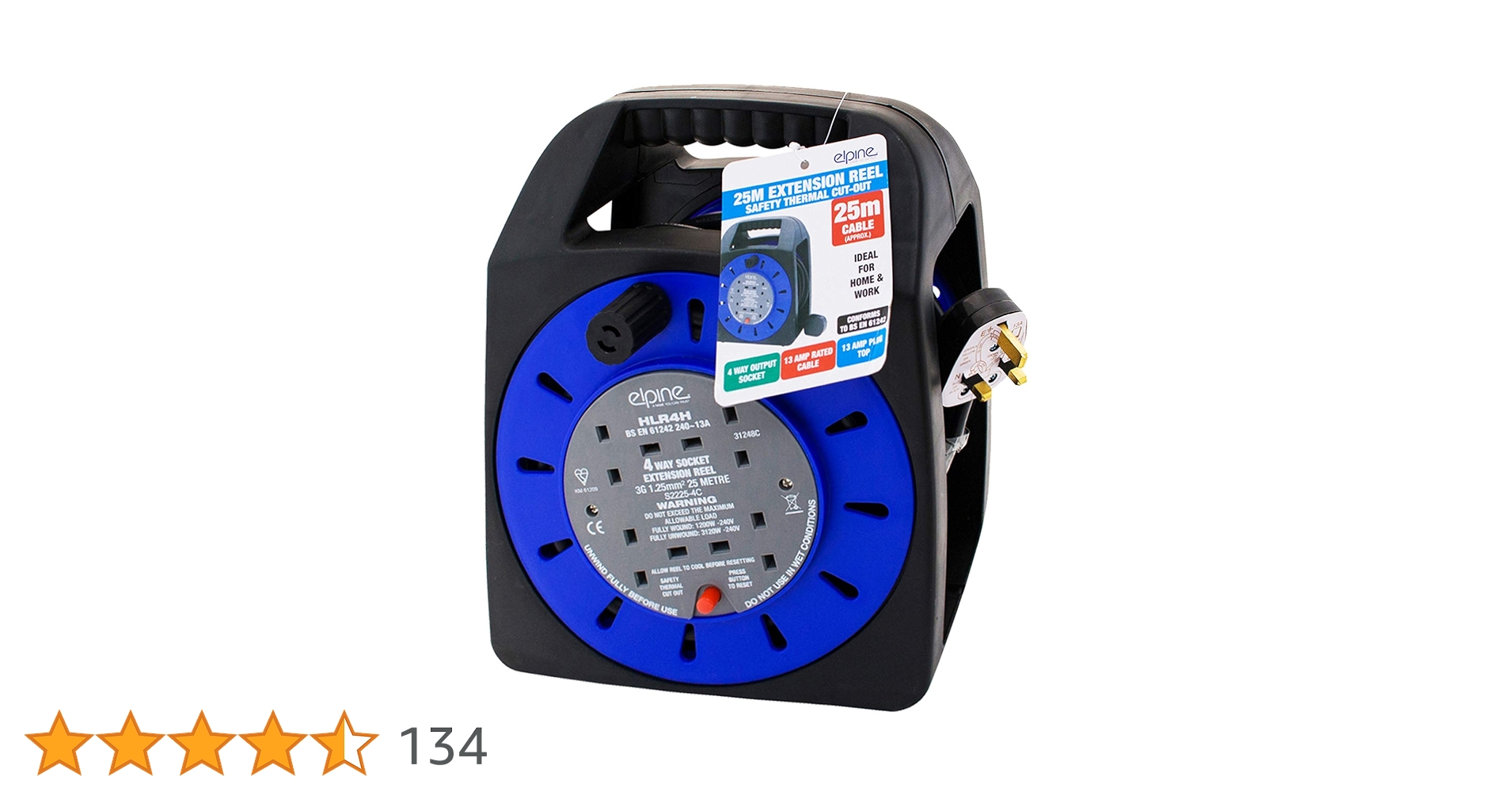 25M EPLINE 4 Way CABLE EXTENSION REEL Heavy LEAD Gang Mains ELECTRICAL