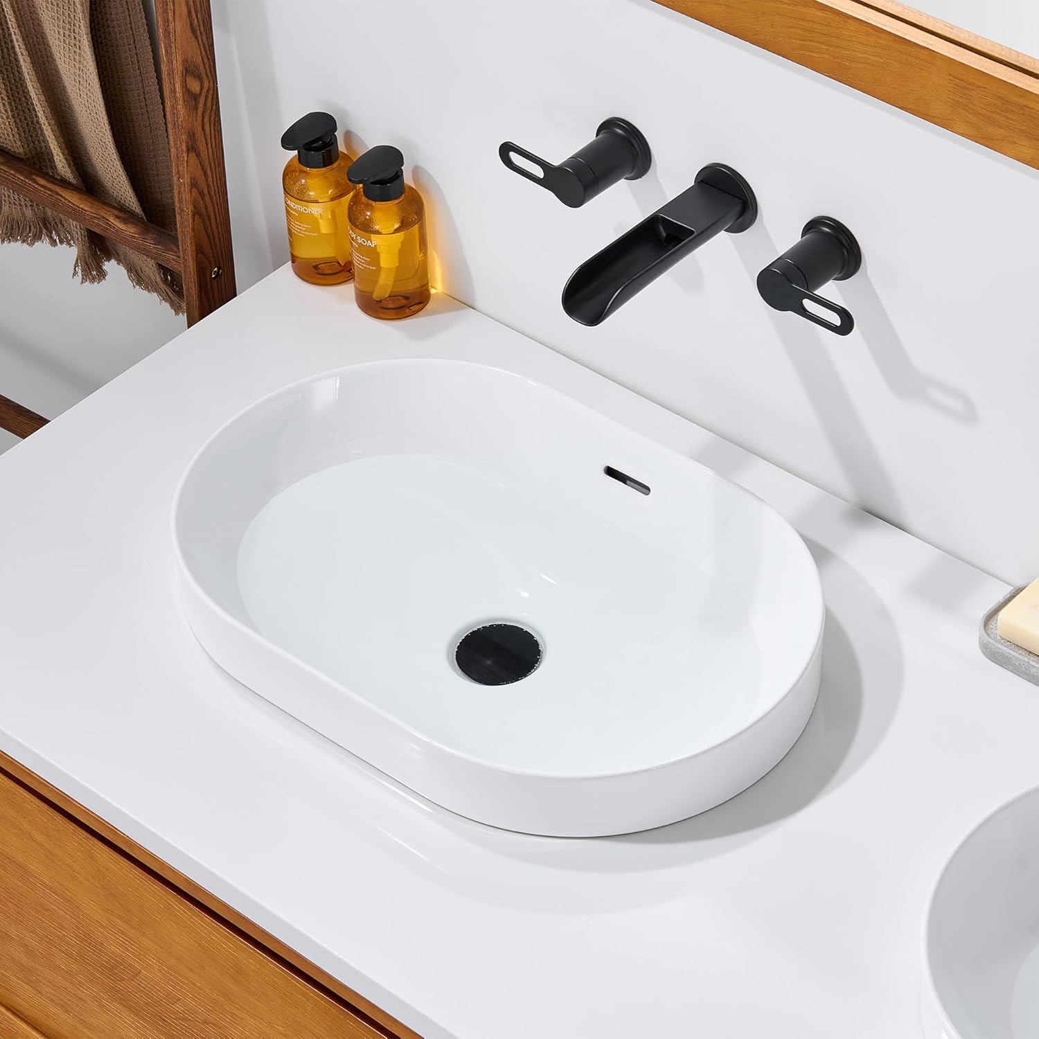 Luxier CS-035-GW Oval 21-1/4 in. Drop-In Ceramic Bathroom Sink in White