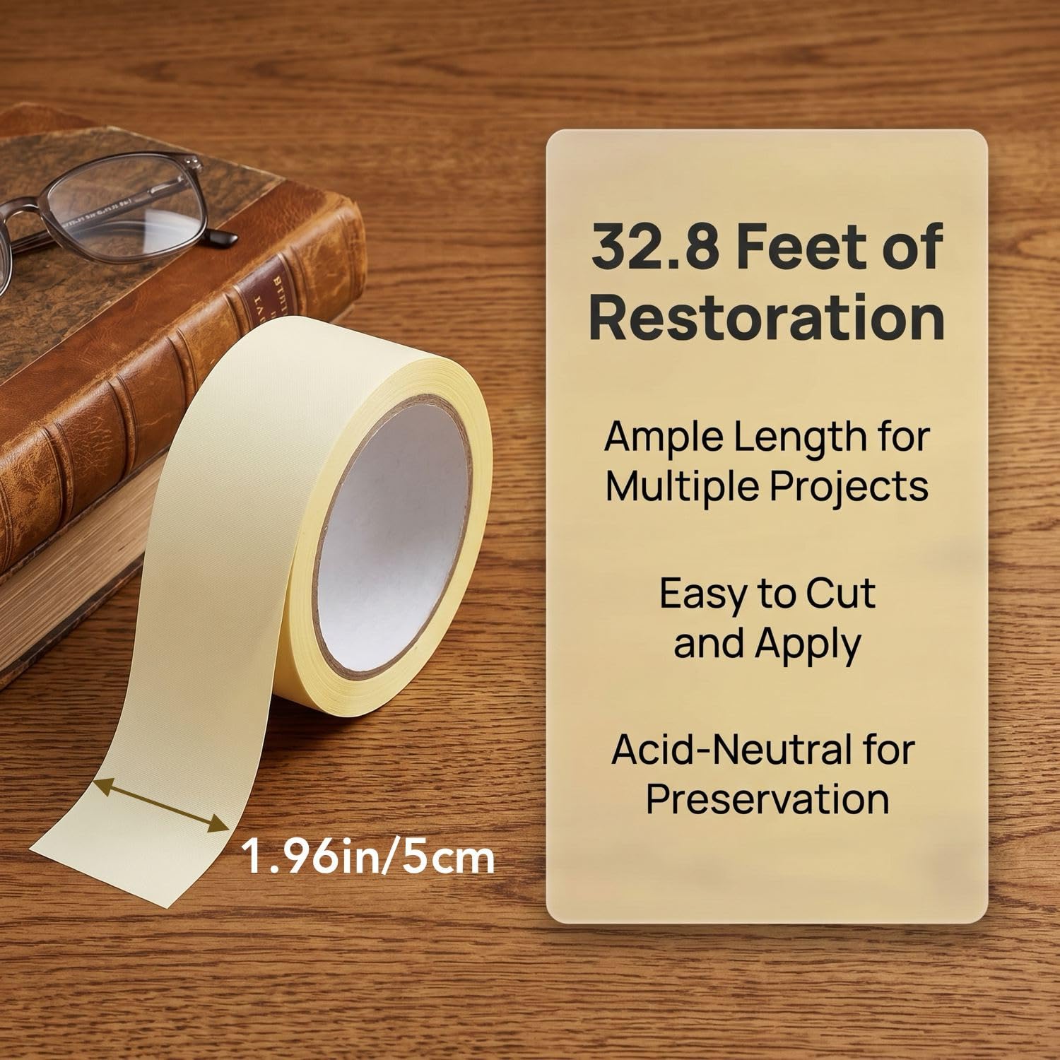 Book Repair Tape Acid-Free Flexible Archival Archival Book Repair Tape Acid-Free 2 Inch Wide 33 Feet Strong Adhesive Flexible Binding Tape for Reinforcing Book Spines and Covers and Torn Pages