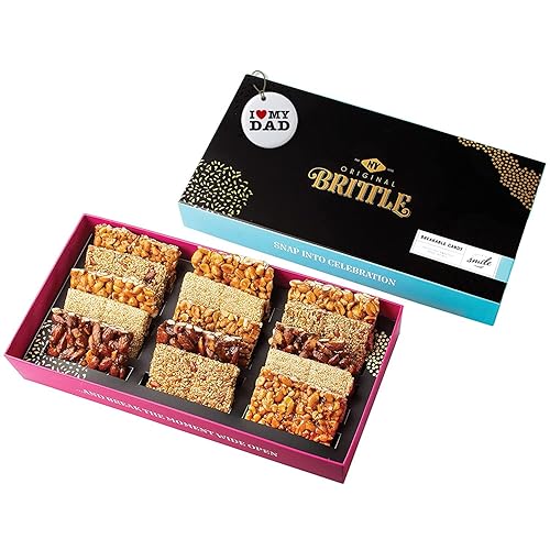 Oh! Nuts Cestas de regalo gourmet hechas a mano  5 variedades de dulces navideños  Barras frágiles de nueces y semillas surtidas para hombres,