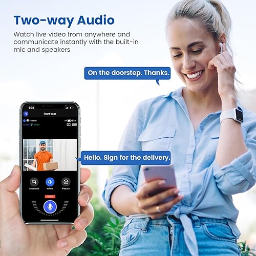 Vista 4 de Timbre de video de 1080p inalámbrico con timbre, detección humana AI, audio de 2 vías, vista en vivo FHD, WiFi 2.4G, visión nocturna, almacenamiento