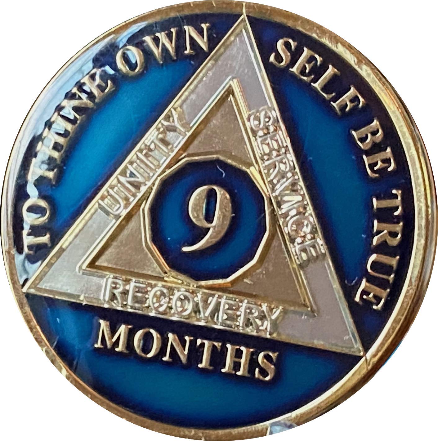 Ranger Industries9 Month AA Medallion Metallic Midnight Blue Tri-Plate Sobriety Chip