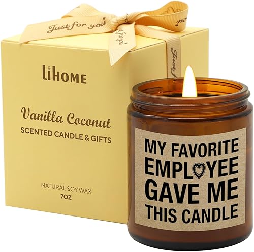 Lihome Regalos para jefes para mujeres y hombres, regalos divertidos del día del jefe, compañero de trabajo, empleado, vela perfumada de vainilla y