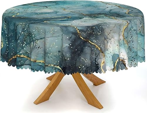 Mantel redondo con patrón de mármol para interiores y exteriores, resistente al agua, a prueba de derrames, mantel redondo lavable para cocina y disponible en Yaxa Venezuela