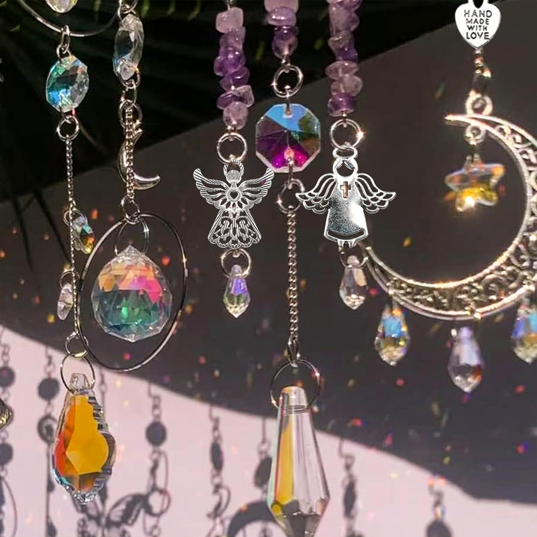 VEEKAY 355 Pièces Kits De Fabrication De Attrape-Soleil,DIY Cristal Suncatchers,Pendentif Cristal à Suspendre Attrape-Lumière,pour Décoration De Fenêtre,décoration De Jardin,avec Crochet De Suspension