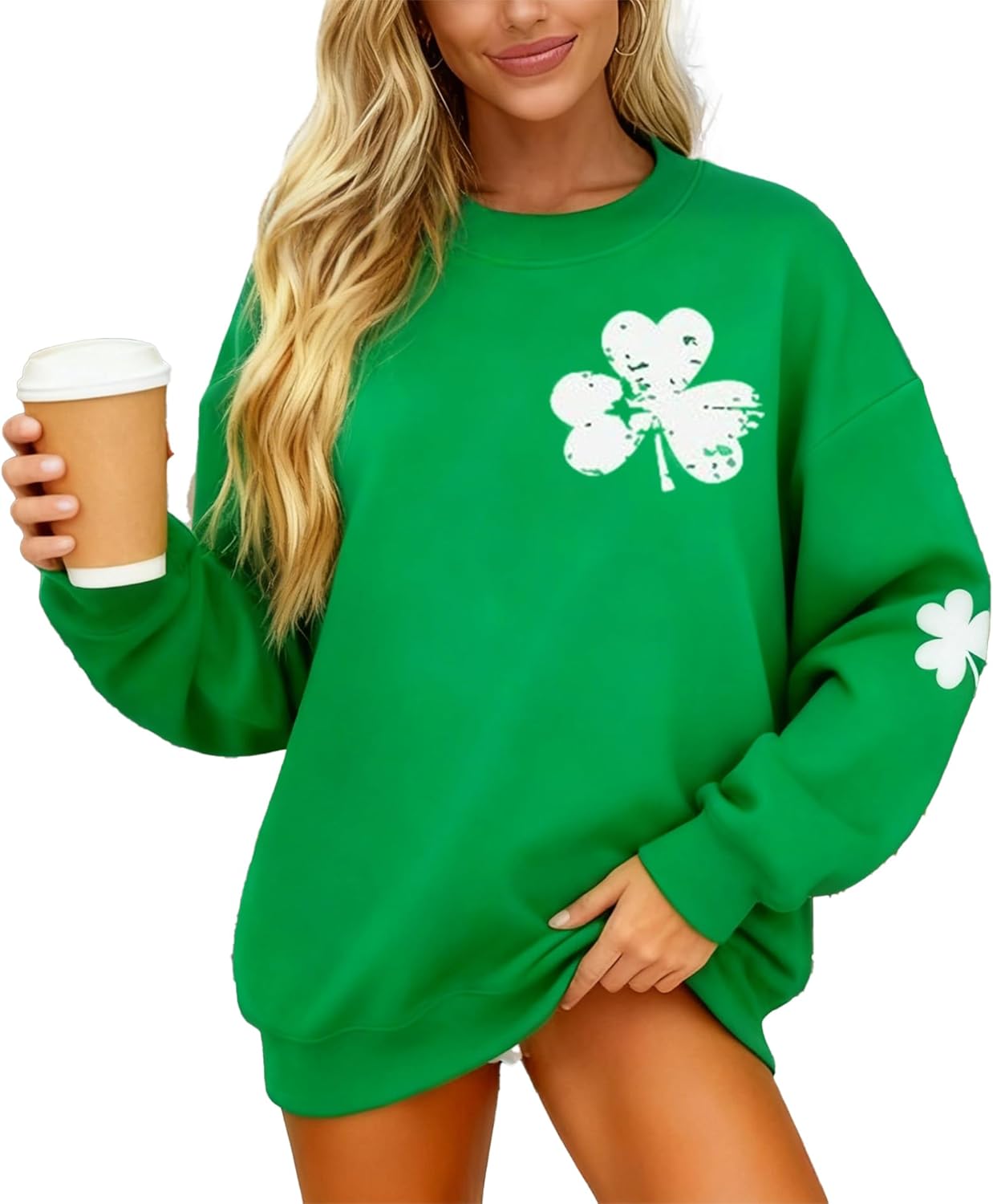 Susongeth St. Patrick's Day Sweatshirt for Women Irish Shamrock Pullover Shirts Tops Raglan Sleeve Lucky Leaf Clover Shirt - Image 5