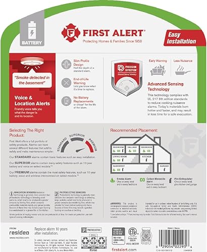 Miniatura 3 de First Alert Detector fotoeléctrico de humo y monóxido de carbono con batería de 10 años