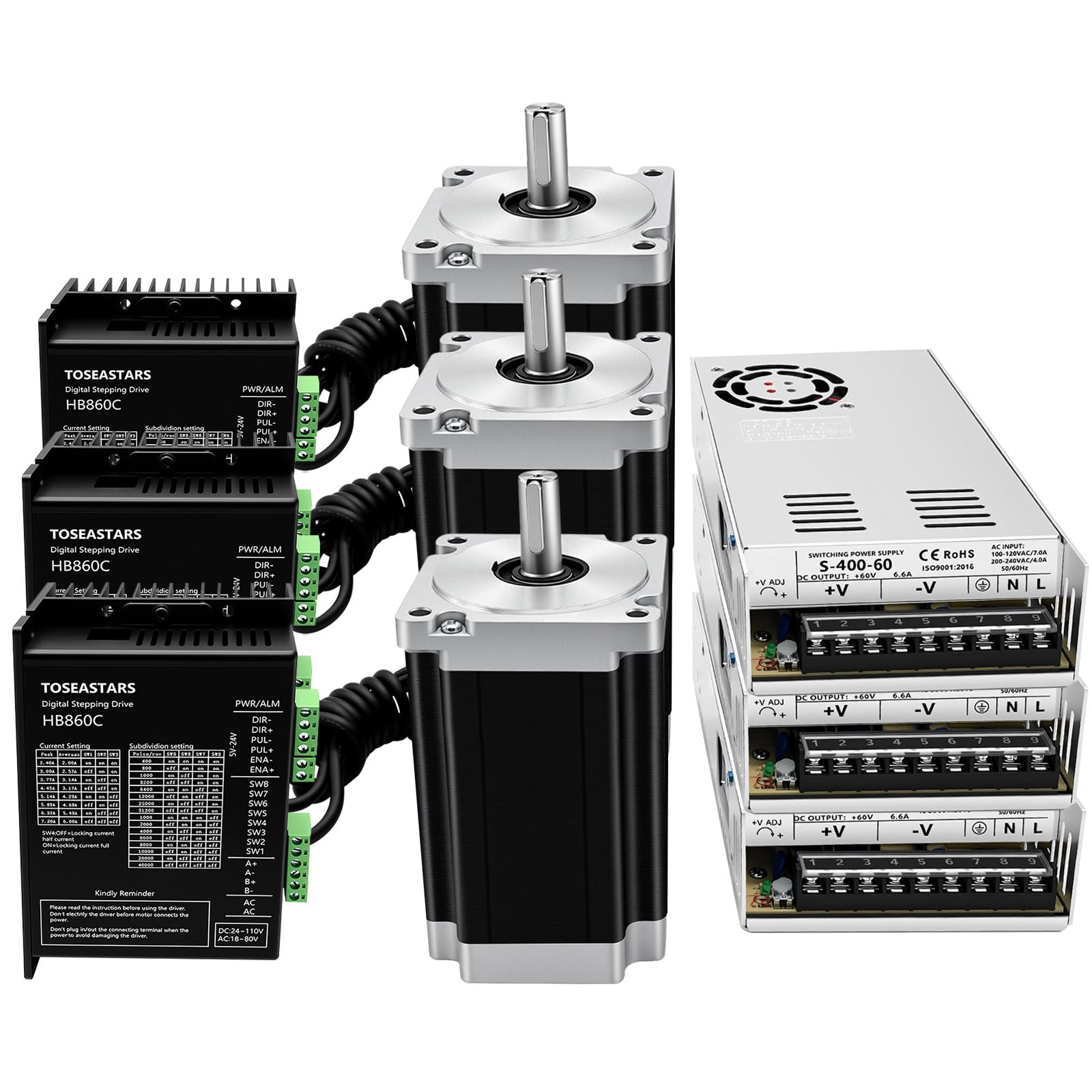 TOSEASTARS CNC Controller Kit 3 Axis with Nema 34 86mm Stepper