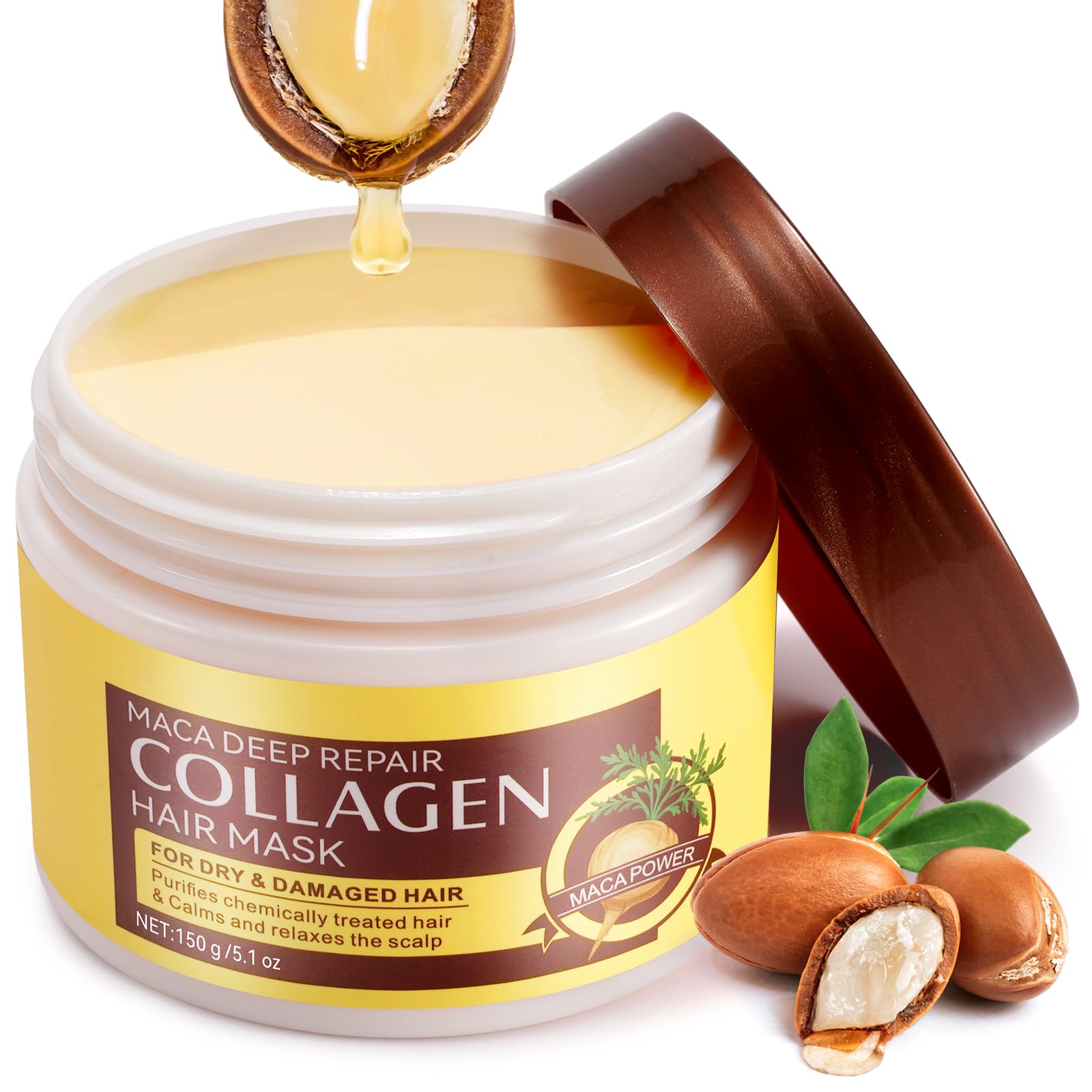 Collagen Hair Mask, Collagen Hair Treatment for Dry Damaged Hair 5.1oz